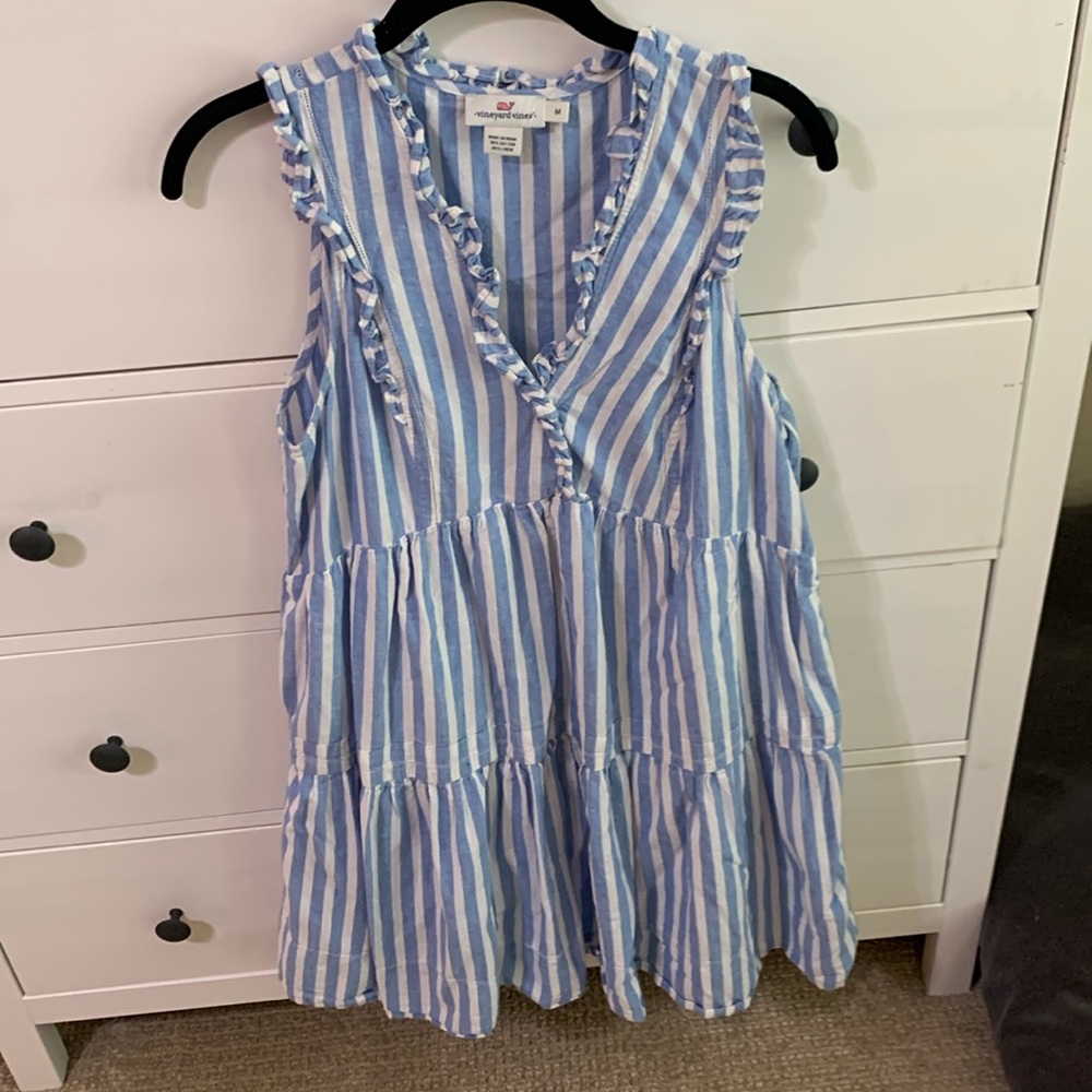 Beautiful Vineyard Vines blue and white striped mini dress! Size M. Like new!